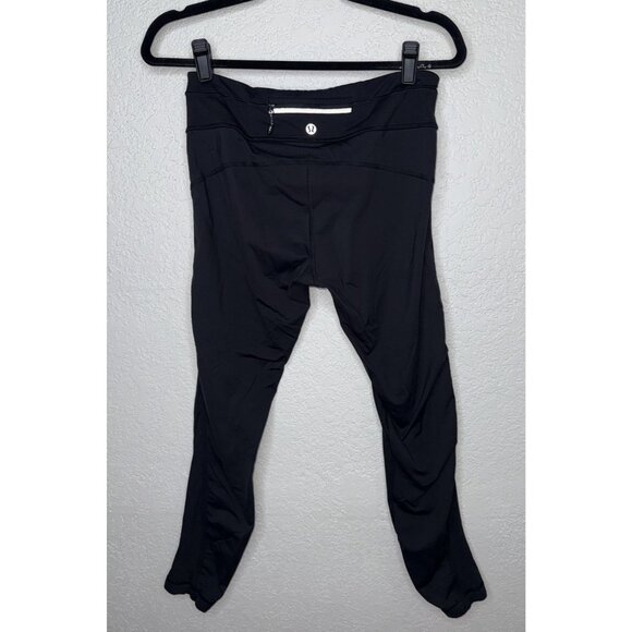 Lululemon Low Rise Legging Rear Pocket Size 8 Thick Seam Side Panel Black E - Picture 1 of 8